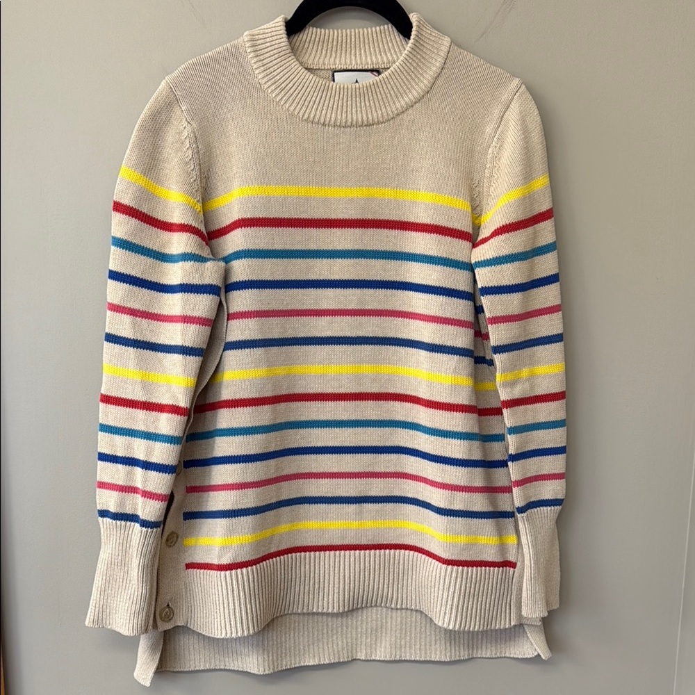 Tuckernuck Cotton Bar Harbor Sweater | size Small | EUC | Rainbow Stripe
